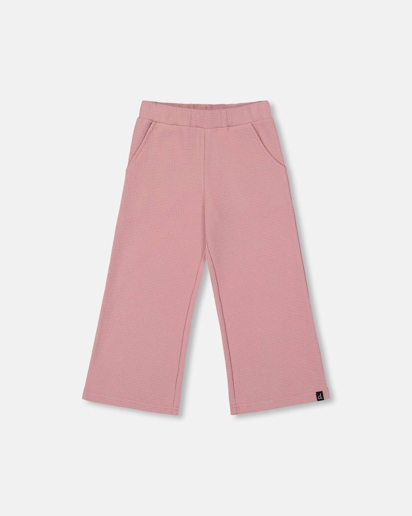 Waffle Flare Leg Pants Dusty Pink Fashionable Waist SlimFit