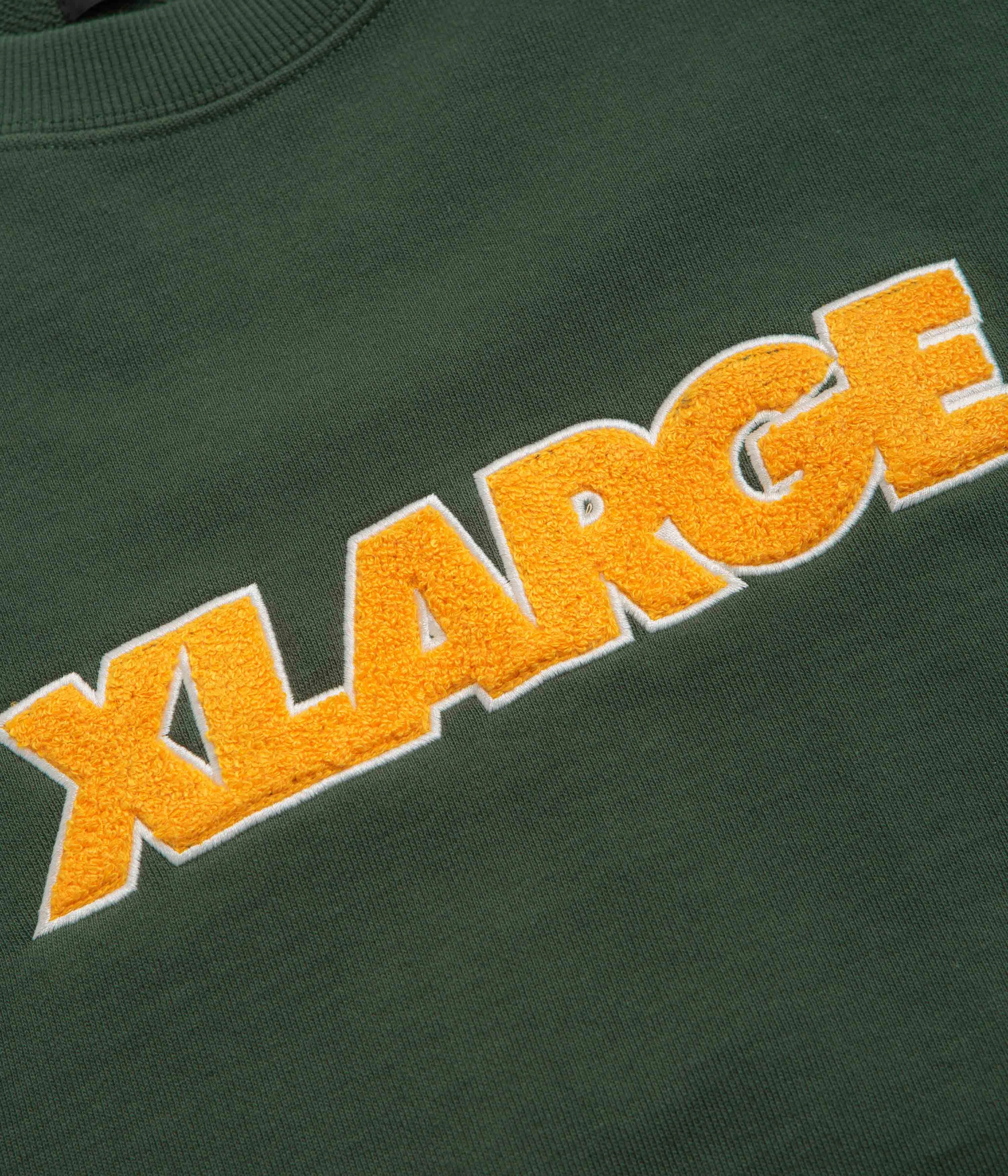 XLarge Chenille Standard Logo Crewneck Sweatshirt - Green Striped Cozy Street