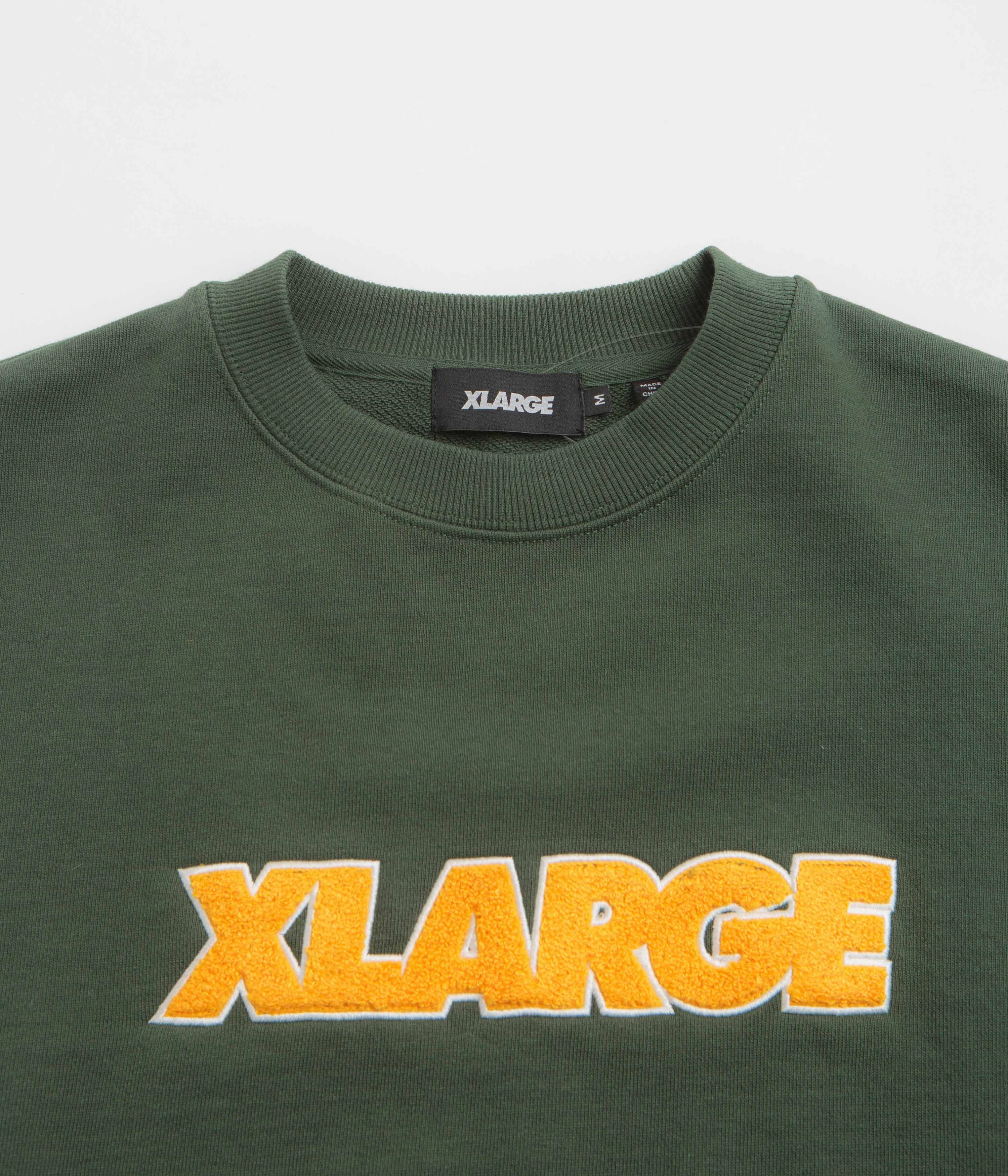tribal print XLarge Chenille Standard Logo Crewneck Sweatshirt - Green