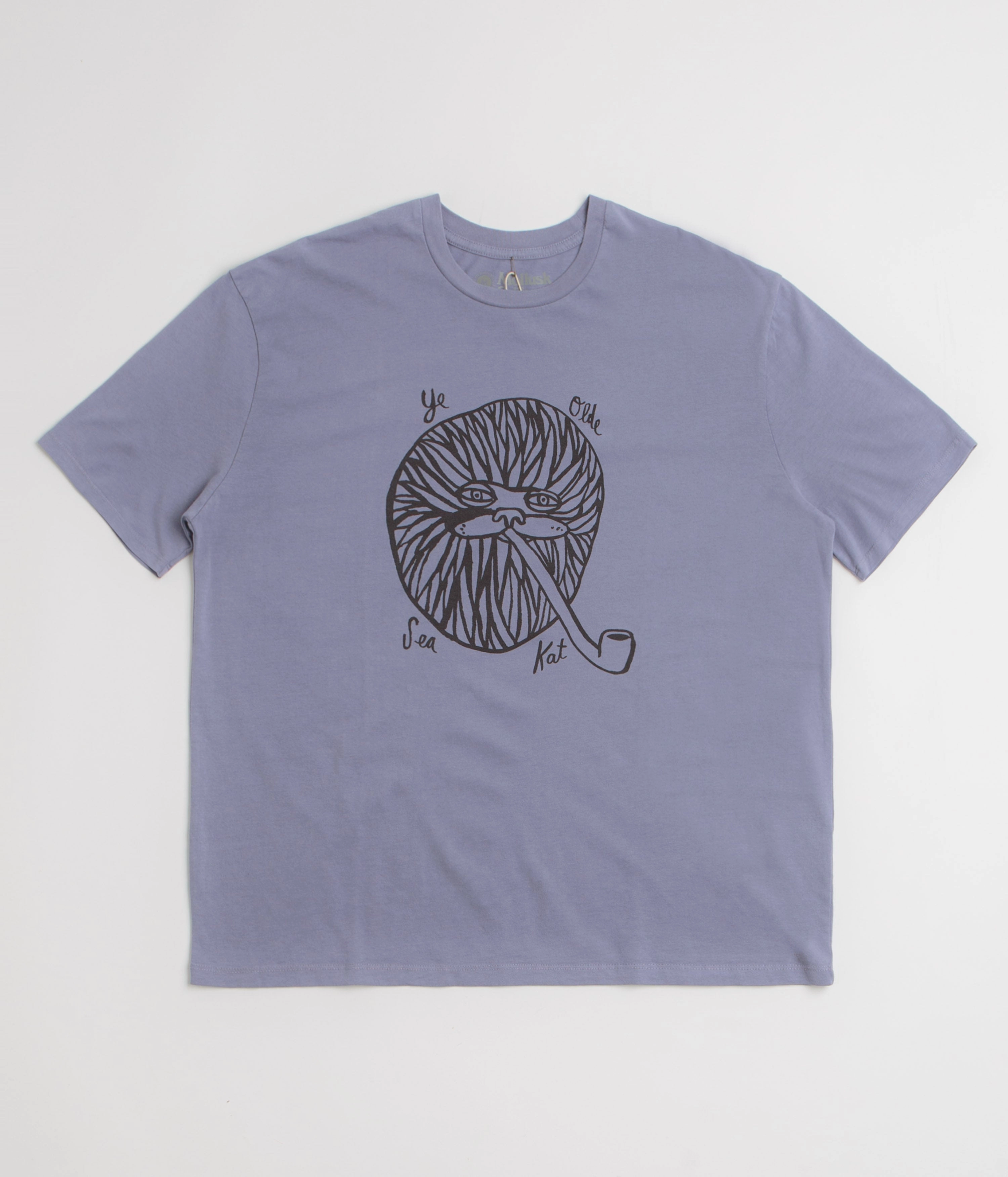 Mollusk Sea Kat T-Shirt - Lavender Blue Garment Washed Texture