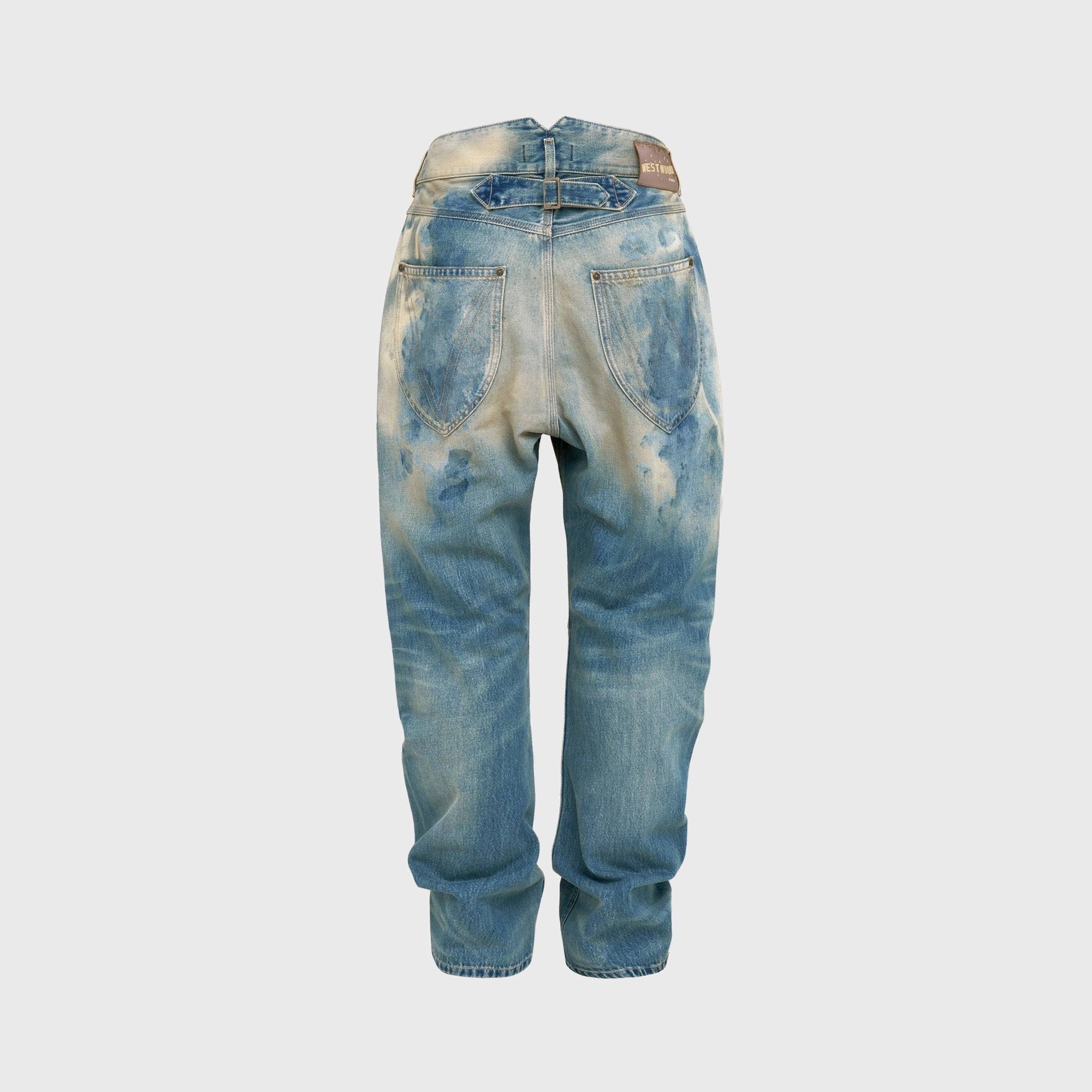 Relax Mode Chill Style Vivienne Westwood Buckle Back Jeans - Bleach Denim