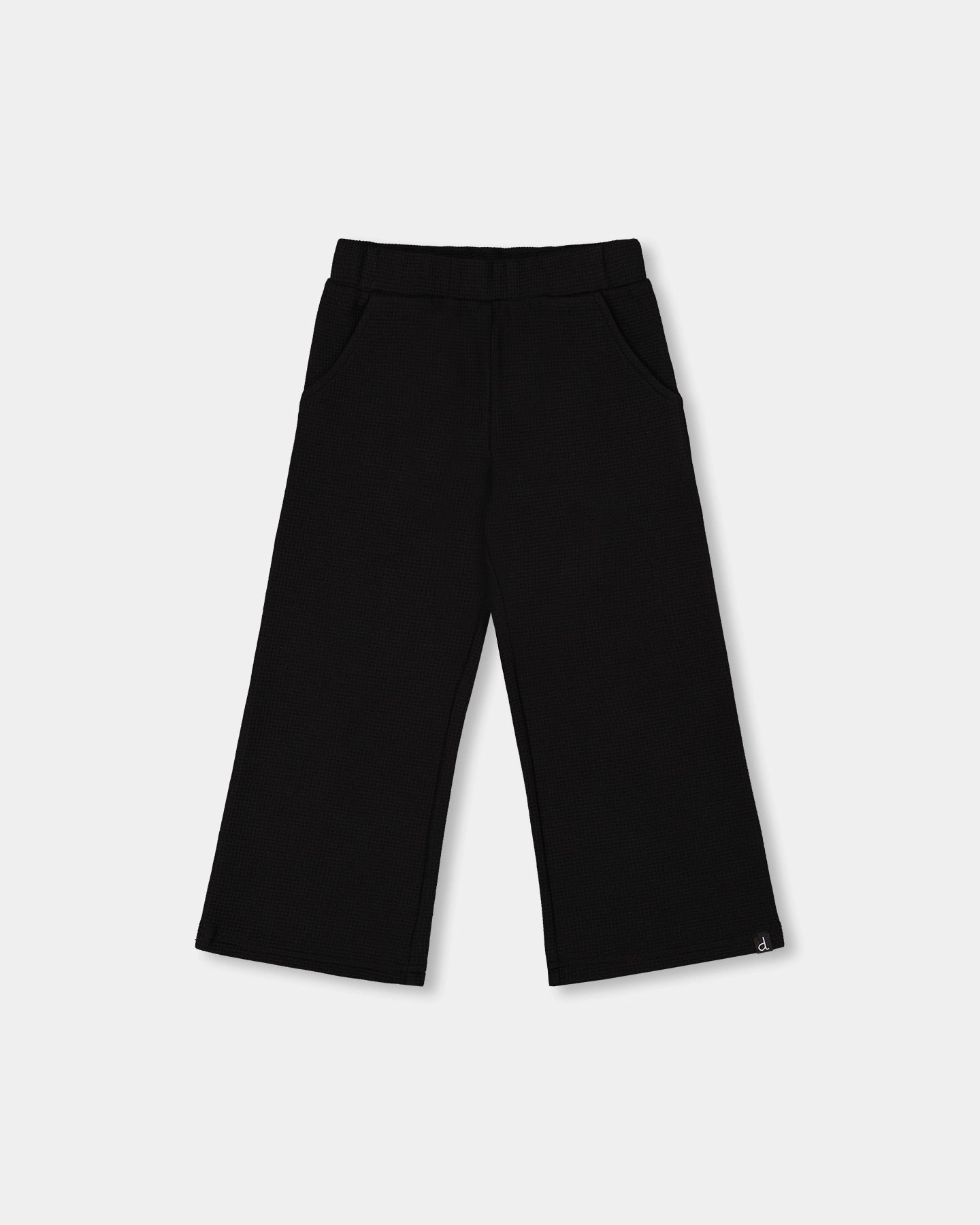 Waffle Flare Leg Pants Black EasyCareFabric Light Coverage