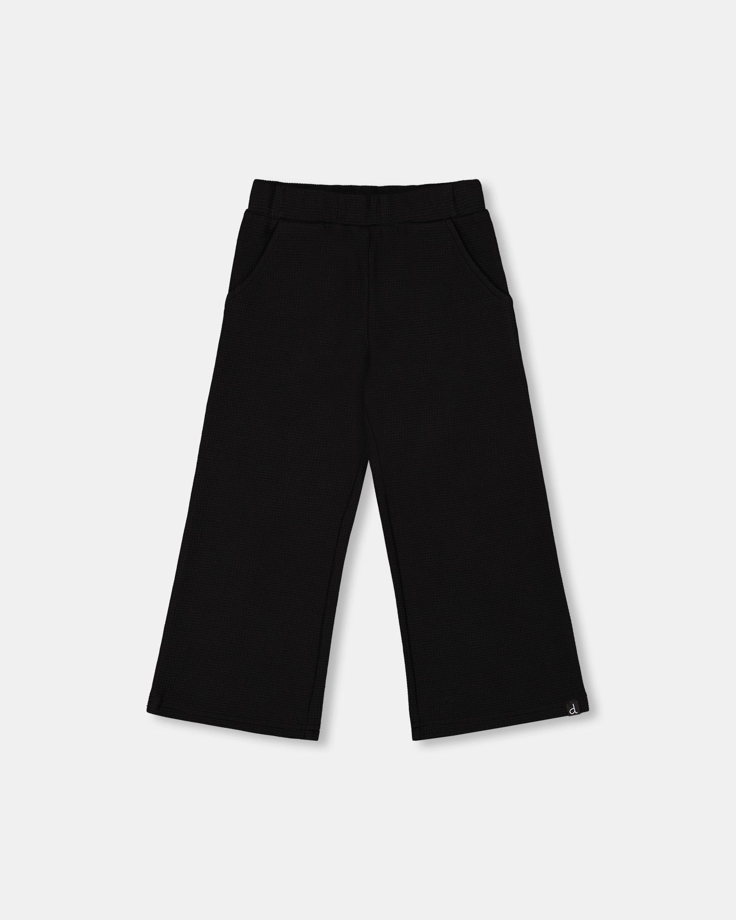 Waffle Flare Leg Pants Black AntiStaticFinish Body Movement