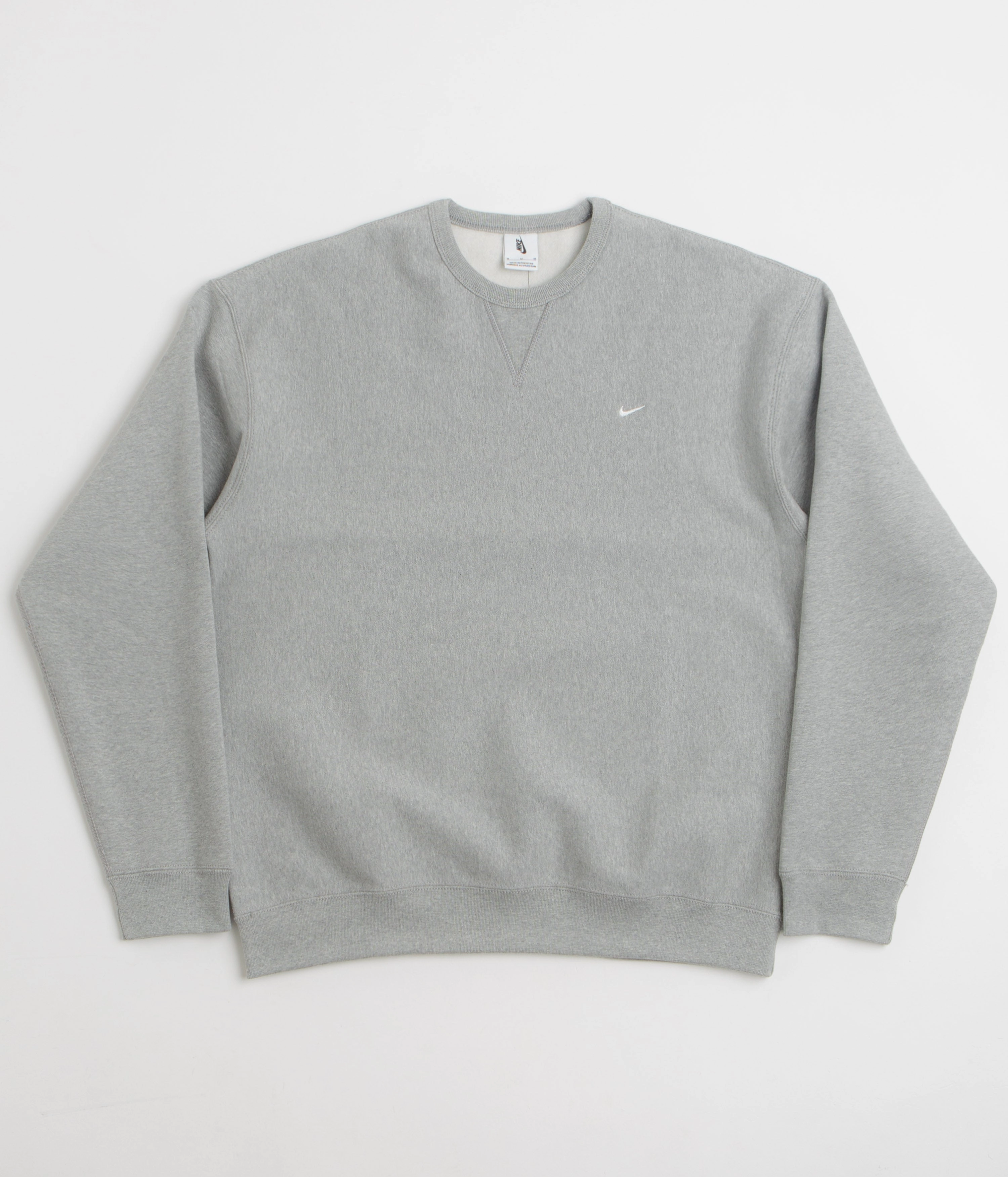 Nike Solo Swoosh Crewneck Sweatshirt - Dark Grey Heather / White / White Beach Wear Collared