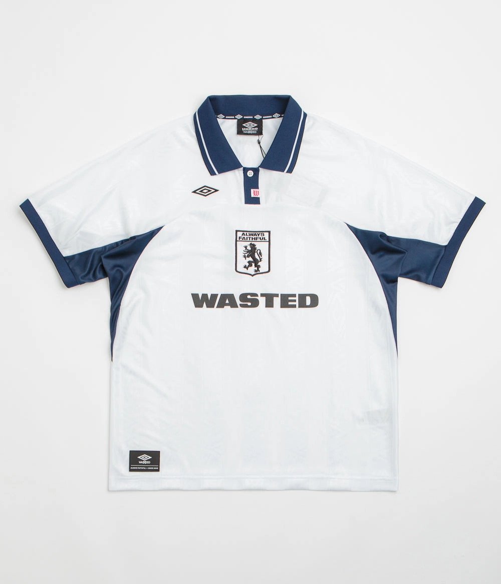 Wasted Paris x Umbro Football Jersey - White / Blue swim shorts silhouette