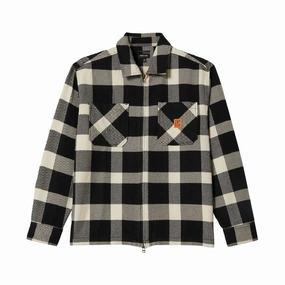Comfort Wear Chill Wear Brixton Union Zip Flannel Shirt - Off White / Black