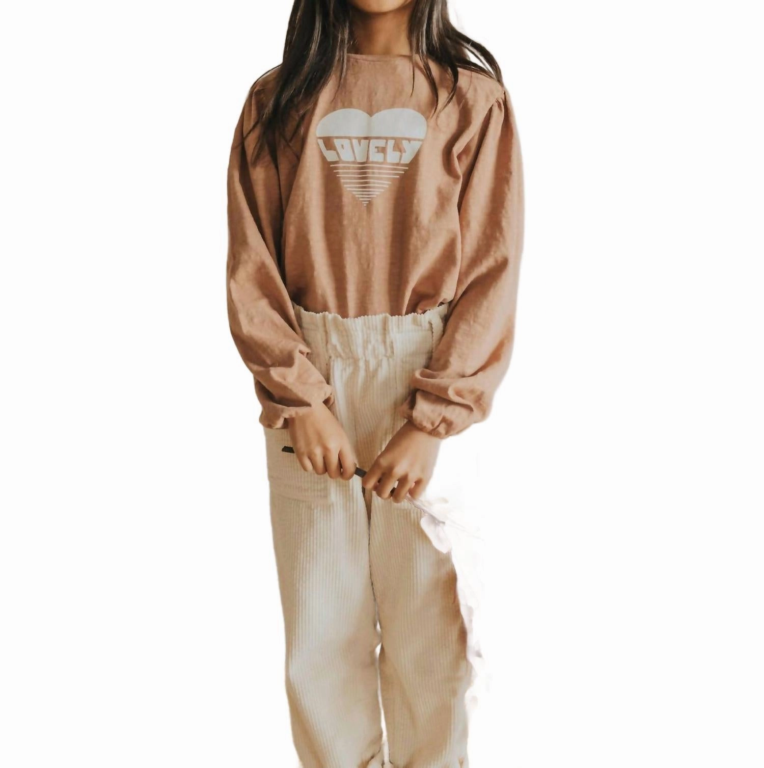 Kid'scorduroy Pocket Pants In Sand Cream/white All Around Fit