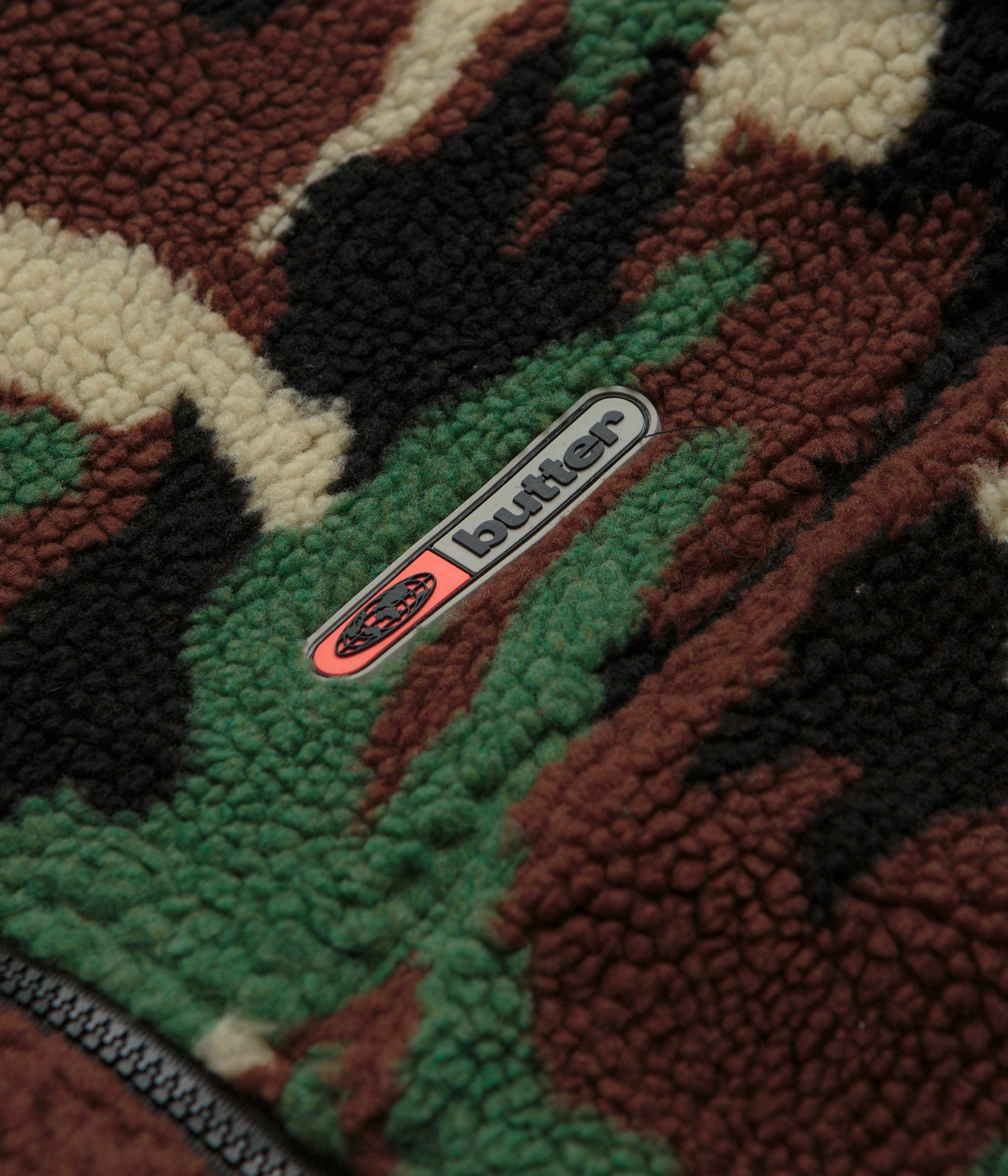 Active Lifestyle Butter Goods Camo Sherpa Jacket - Forest Green