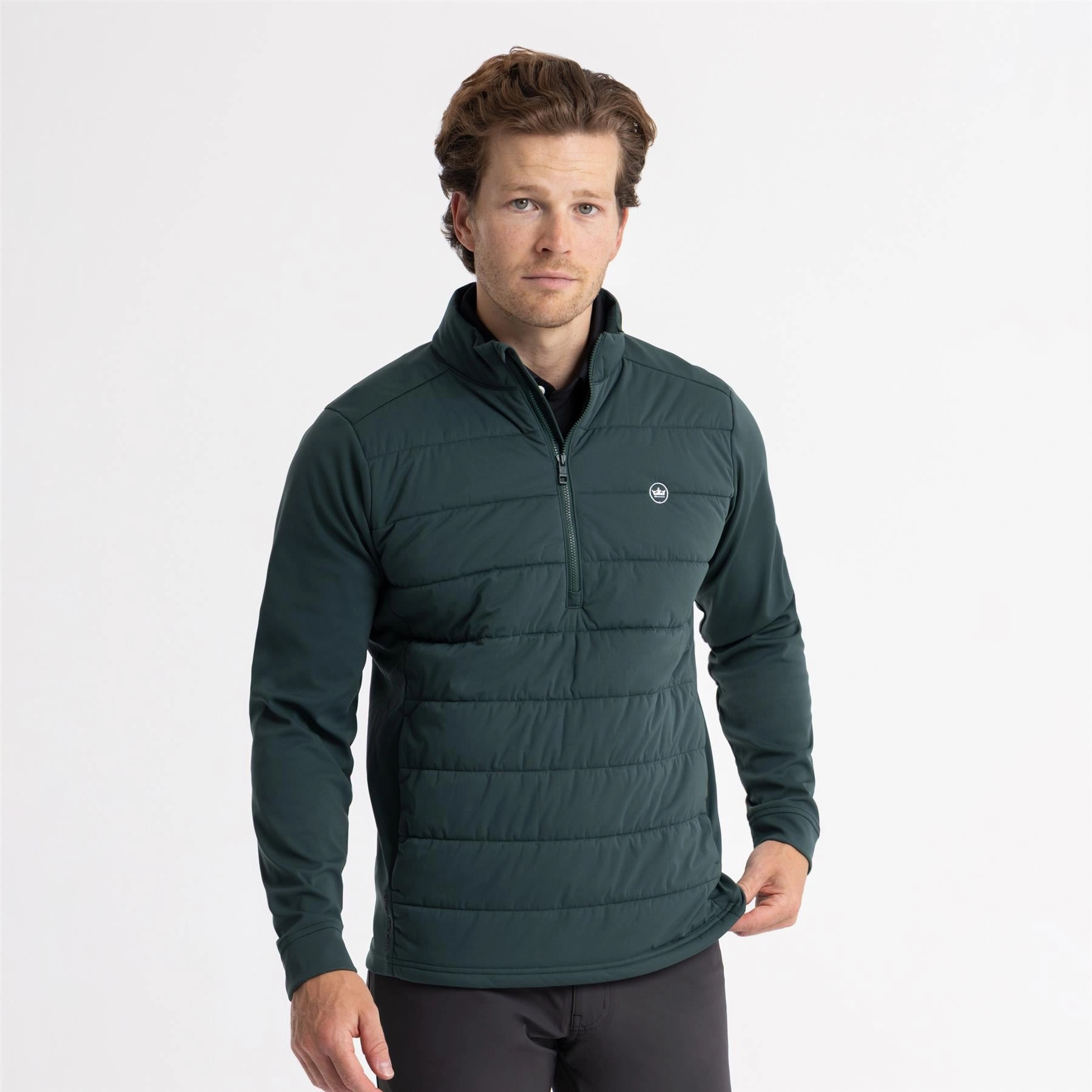Ergonomic Shoulder Design Weld Hybrid Half Zip Jacket Nordic Pine