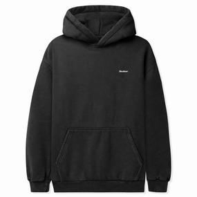Butter Goods - Basic Hoodie Washed Black Knit texture Kangaroo Pocket
