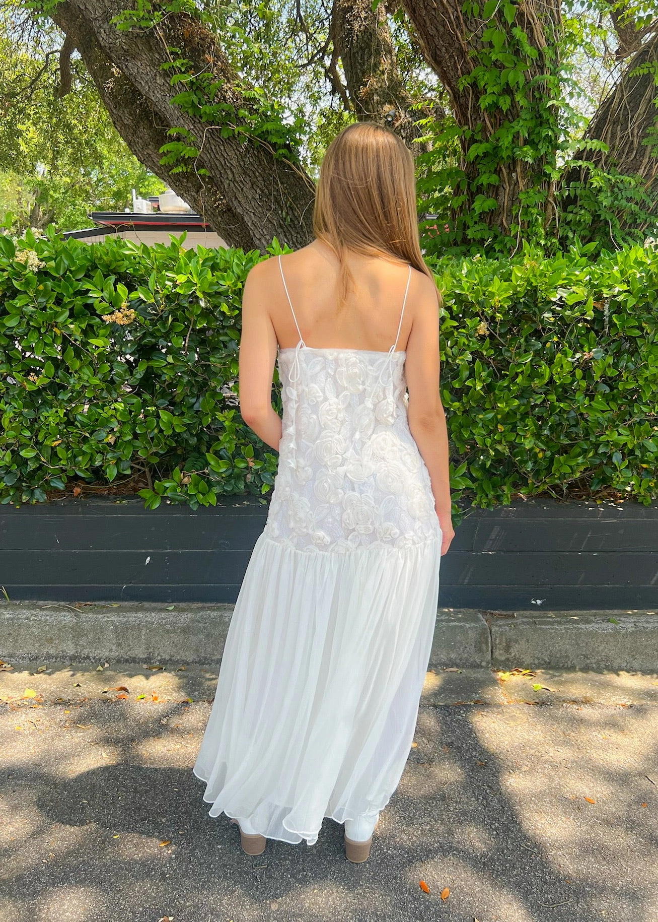 Sleek and Flattering custom-fit LUCY PETAL TEXTURED MAXI DRESS