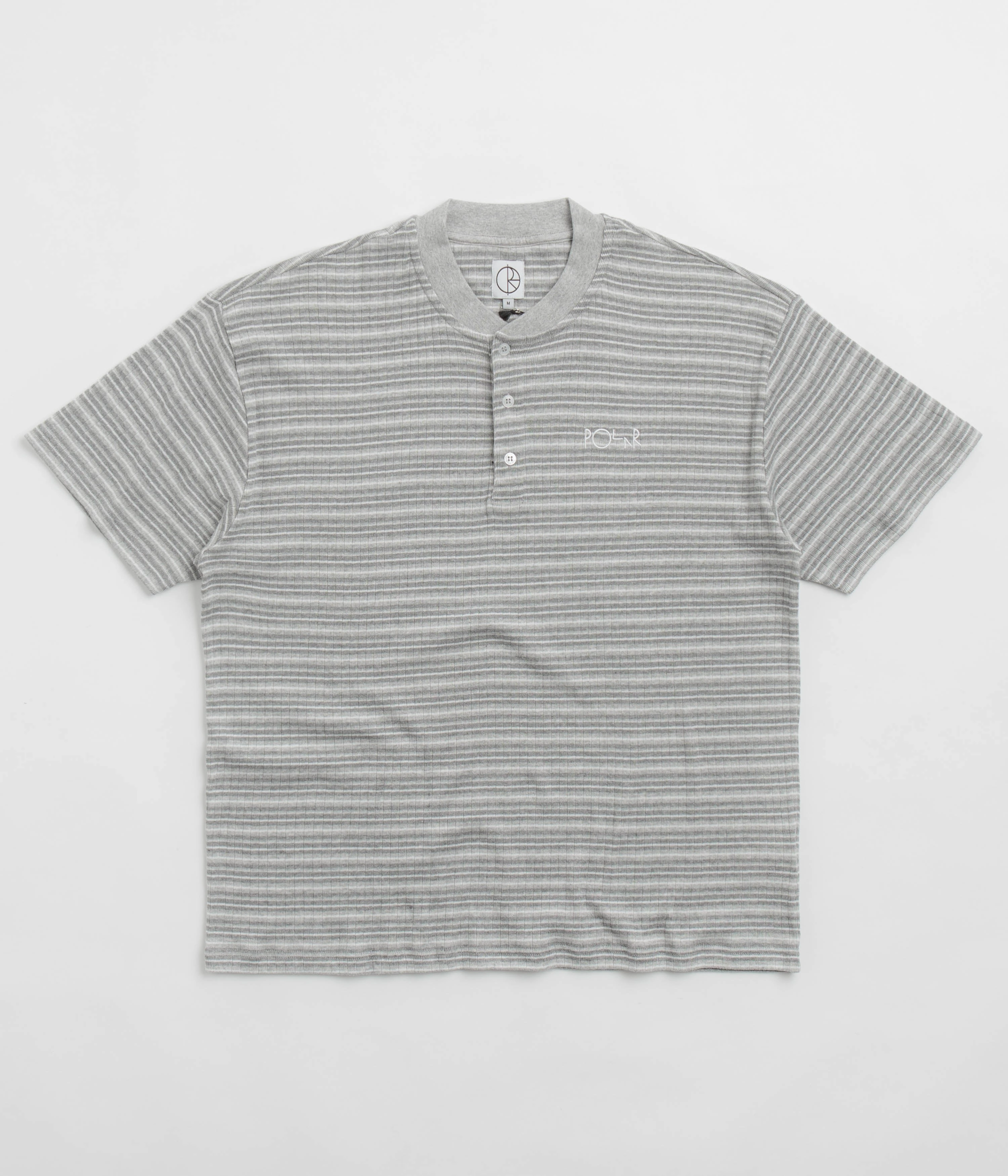 Polar Stripe Rib Henley T-Shirt - Heather Grey adult style outdoor venue