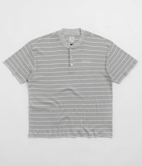 Polar Stripe Rib Henley T-Shirt - Heather Grey adult style outdoor venue