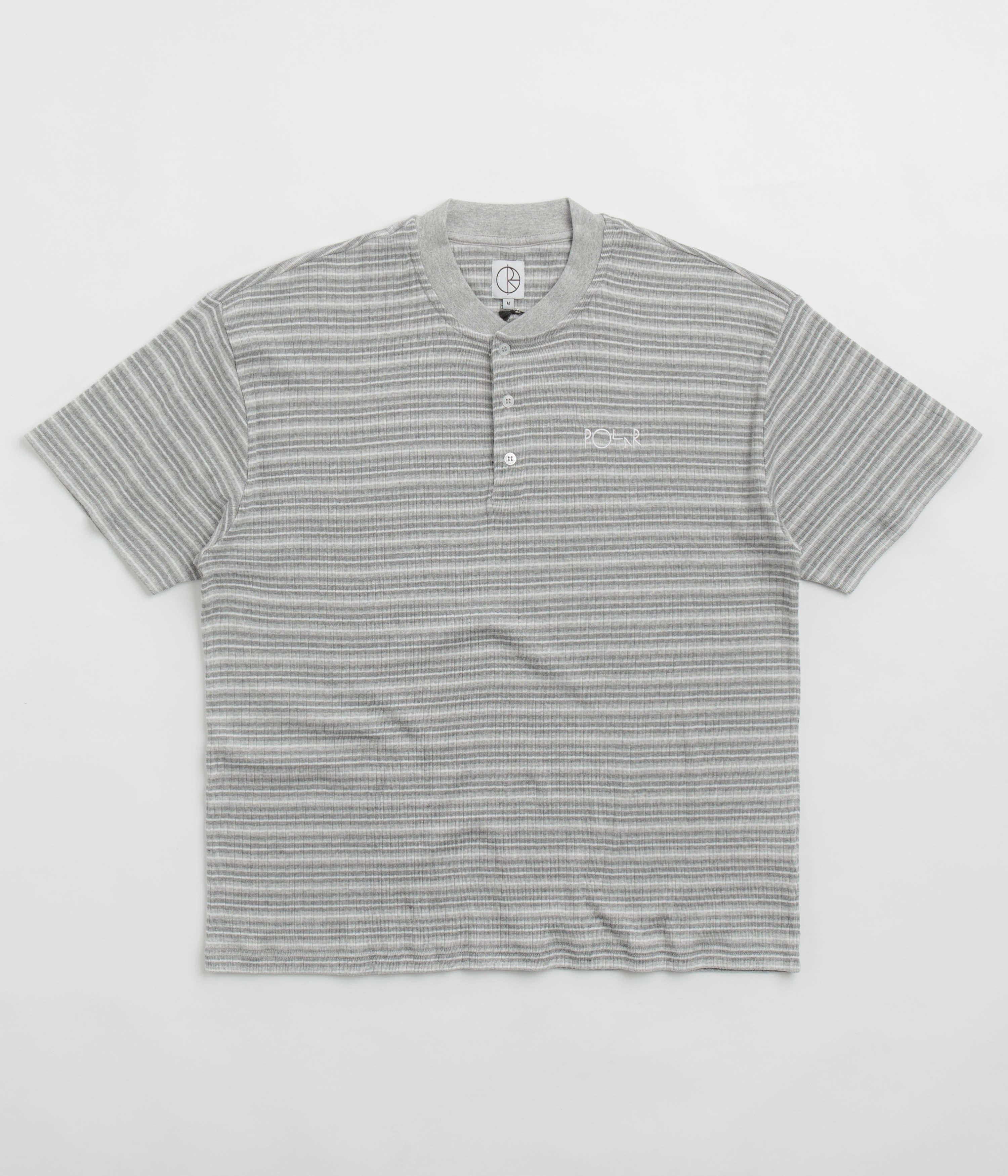 Conference dry environment Polar Stripe Rib Henley T-Shirt - Heather Grey