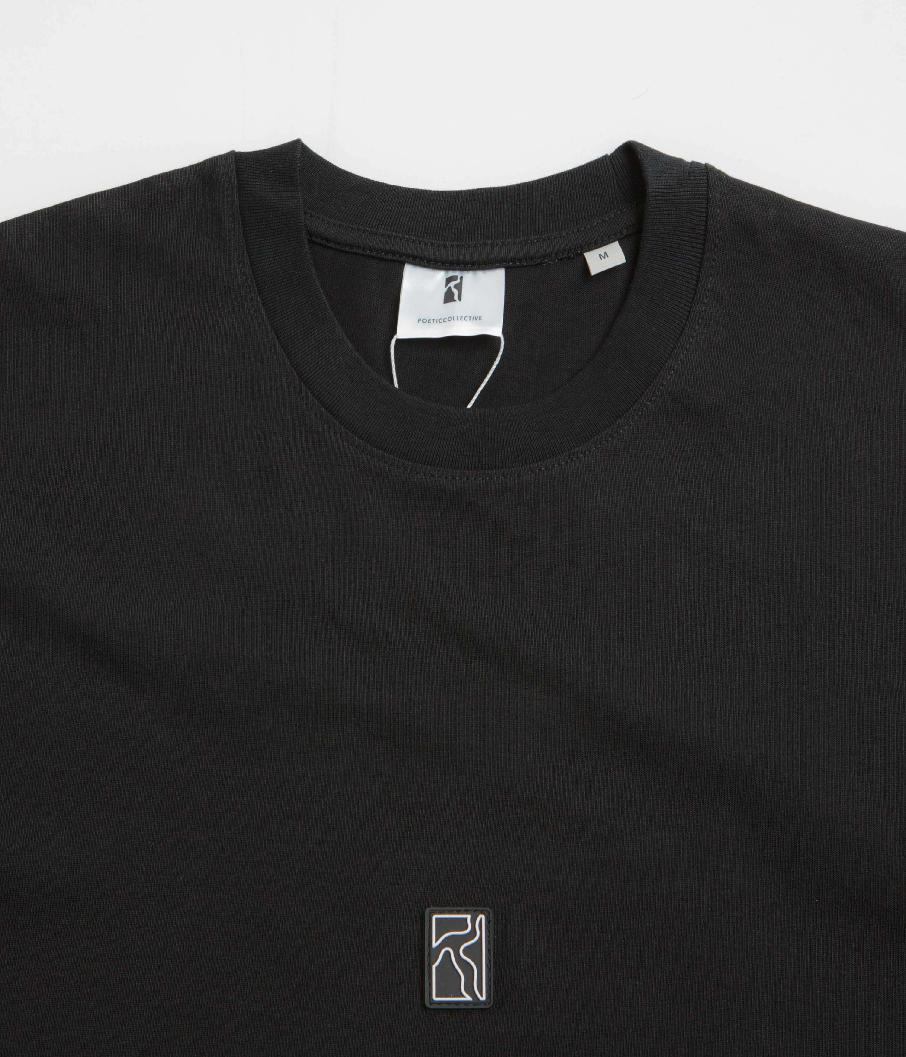 Square Neck geometric Poetic Collective Rubber Patch T-Shirt - Black