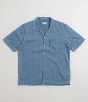 Universal Works Road Shirt - Washed Indigo / Herringbone Abrasion Resistant Edging