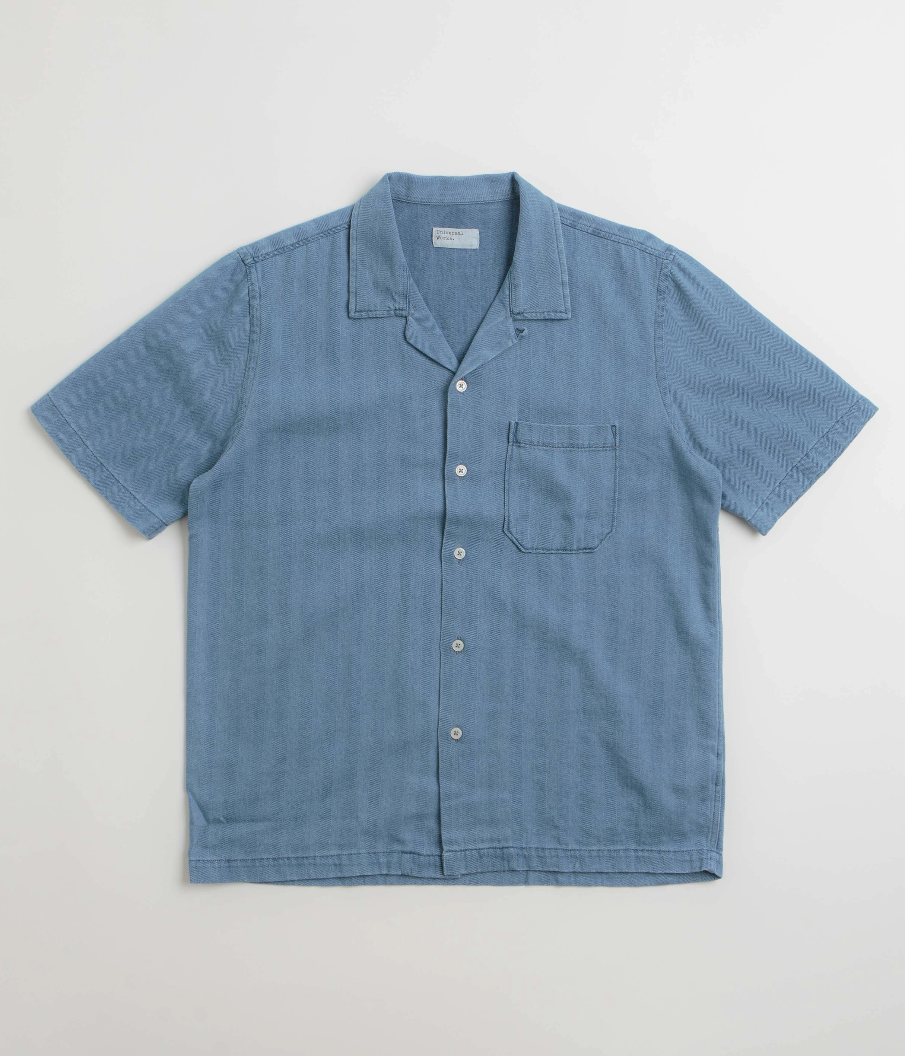 Universal Works Road Shirt - Washed Indigo / Herringbone Abrasion Resistant Edging