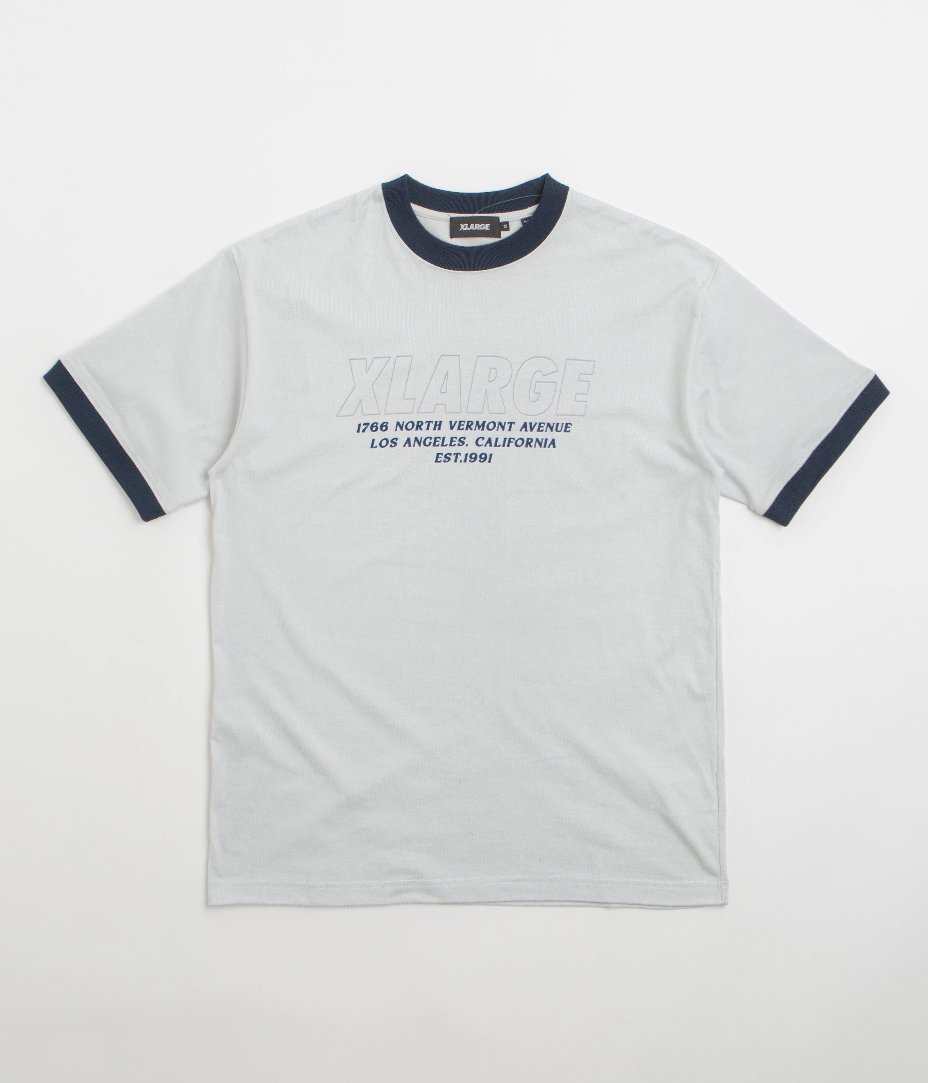 XLarge Store Address Ringer T-Shirt - Grey pajama pants silhouette bus venue