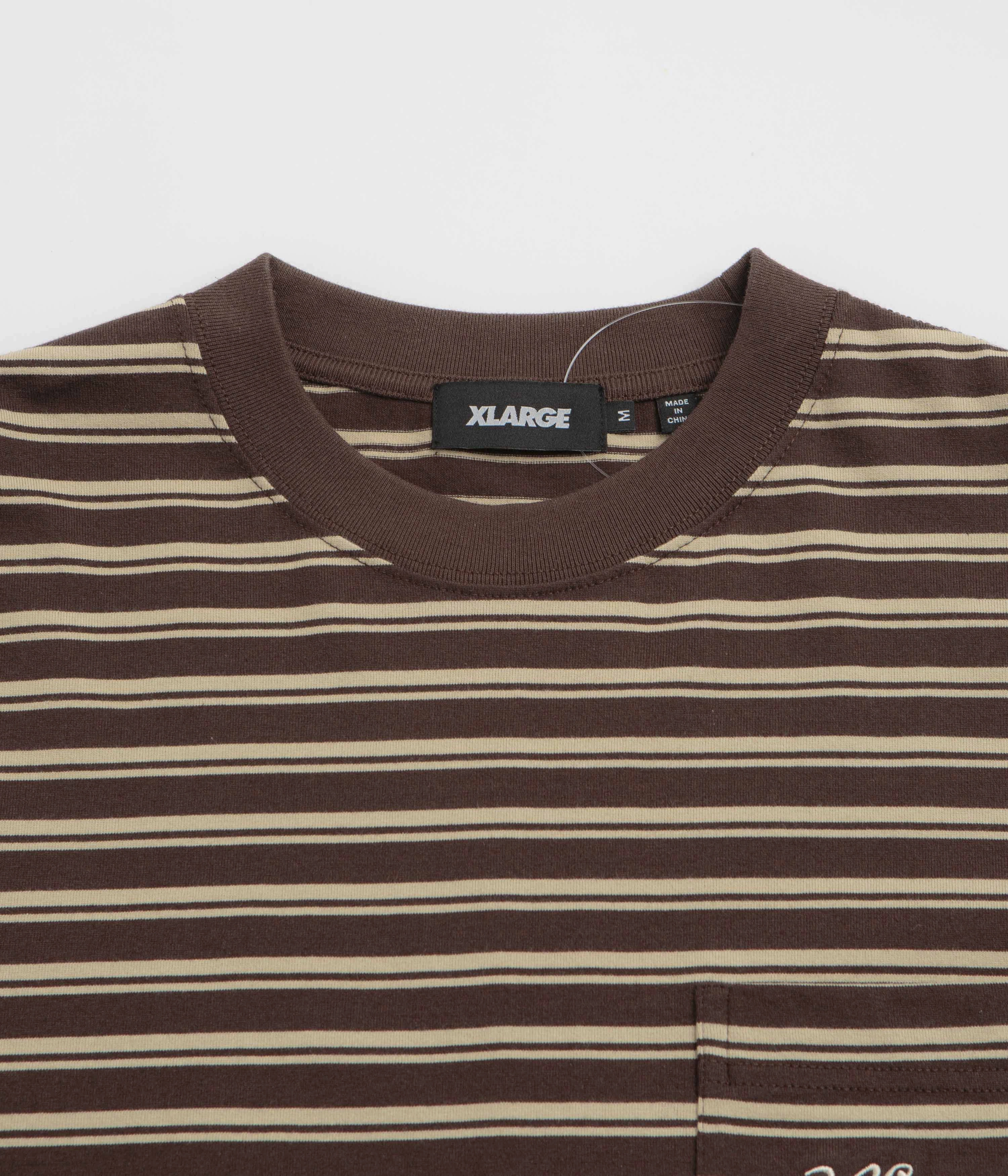 XLarge Stripe Long Sleeve T-Shirt - Brown Elderly