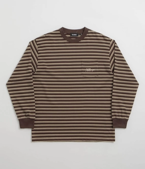 short size XLarge Stripe Long Sleeve T-Shirt - Brown