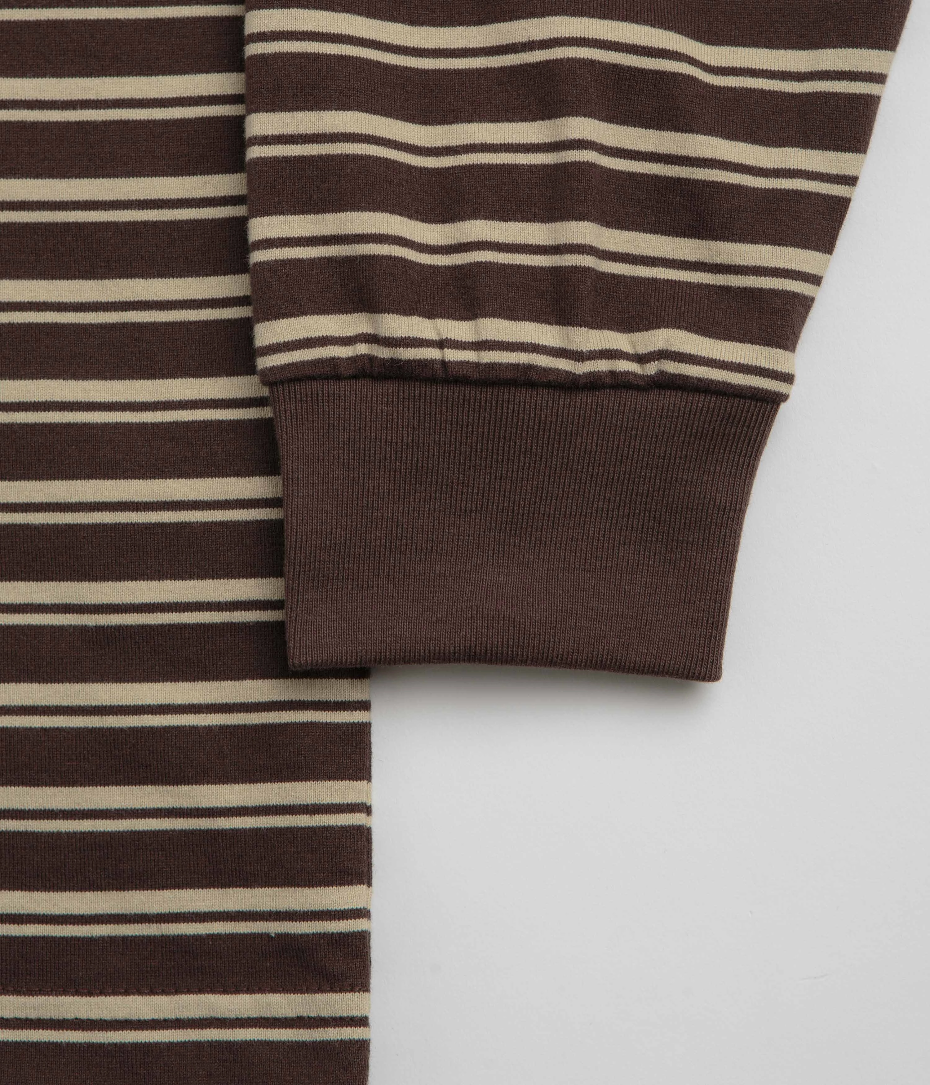 Soft Collar Lining XLarge Stripe Long Sleeve T-Shirt - Brown