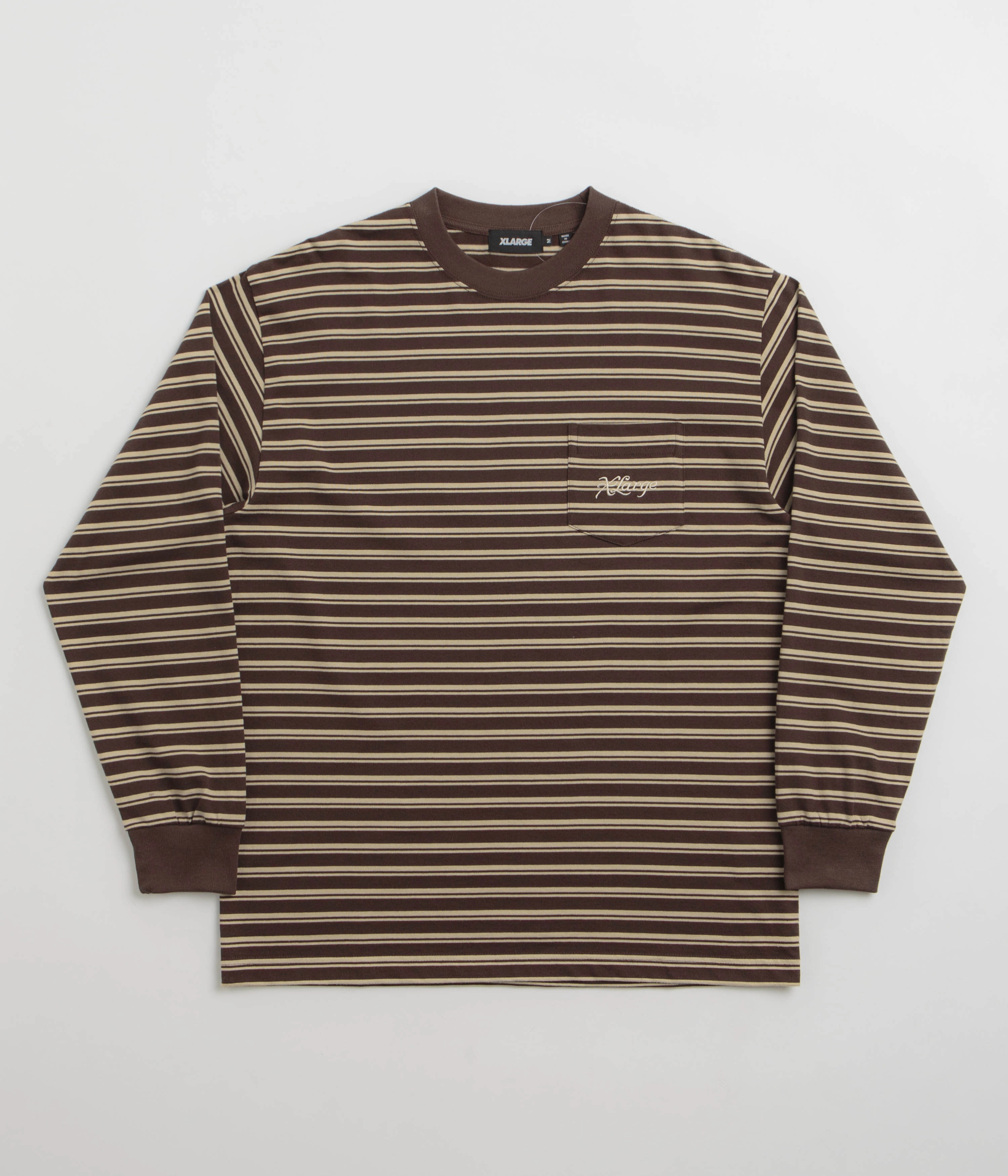 short size XLarge Stripe Long Sleeve T-Shirt - Brown