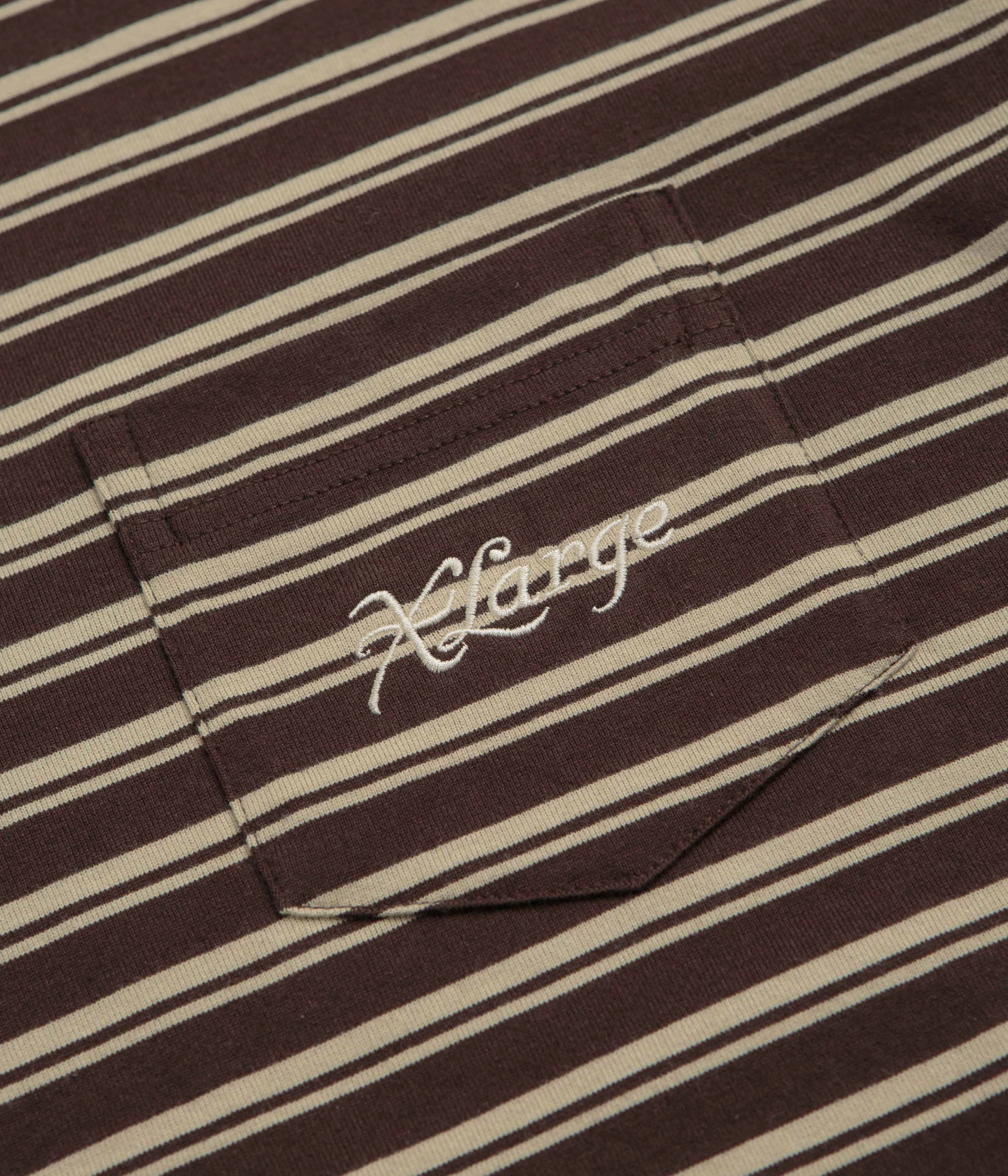 stretchy fabric XLarge Stripe Long Sleeve T-Shirt - Brown