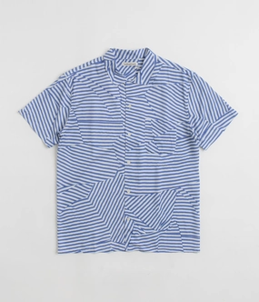 Non Chafe Seams High-Quality Craftsmanship YMC Malick Shirt - Blue / White