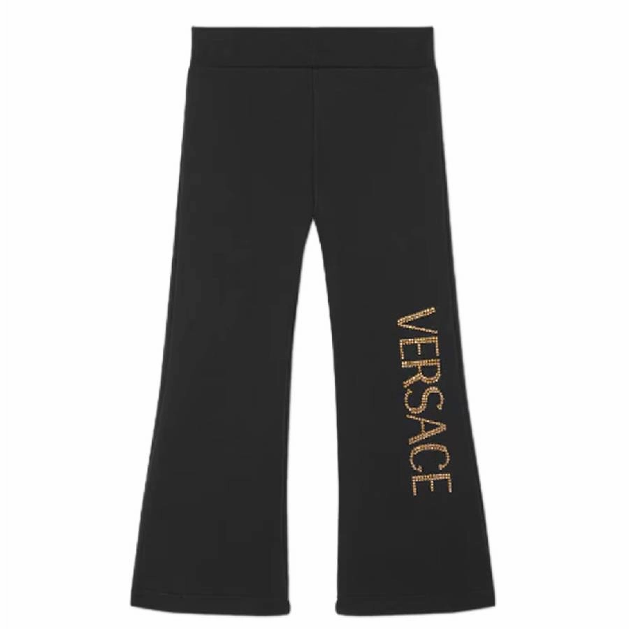 No Ride-Up Young Versace Girls Crystal Logo Kids Sweatpants