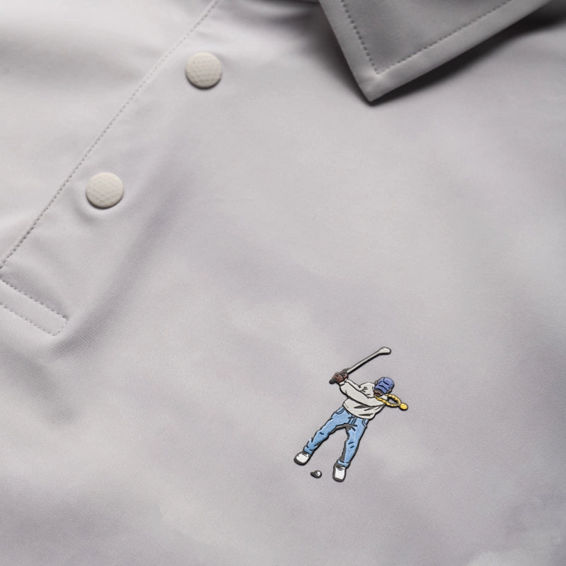 Eastside Golf Canvas Print Snap Placket Polo - Cool Grey Tonal Fashionable Layer