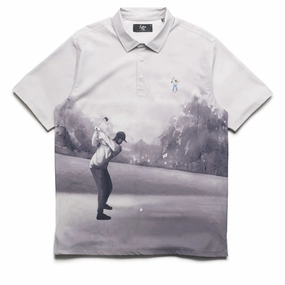 Eastside Golf Canvas Print Snap Placket Polo - Cool Grey Tonal Sustainable production