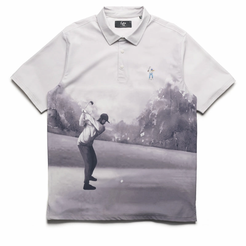 Eastside Golf Canvas Print Snap Placket Polo - Cool Grey Tonal Sustainable production